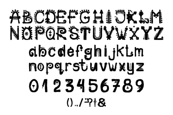 Afrikai kultúra vektor ábécé fekete szín elszigetelt Whute háttér. Antik Afrika Font with Afro Letters. Vintage Cool Typeface — Stock Vector