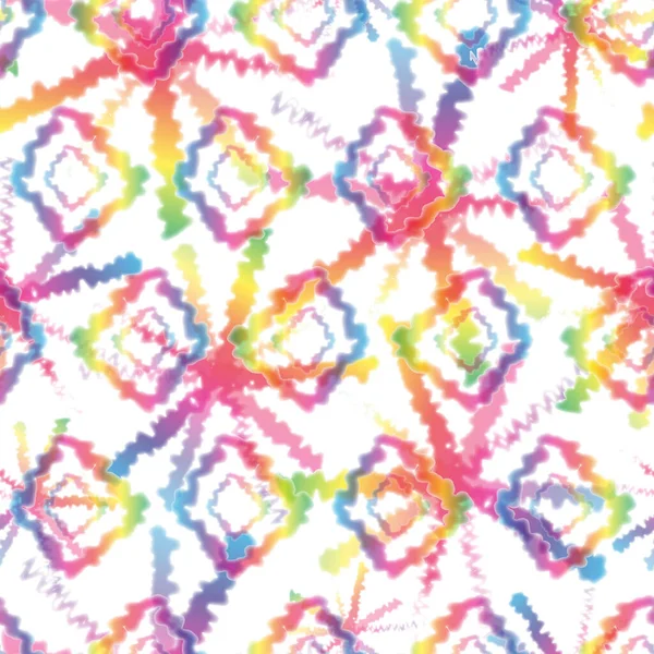 Hippie Tie Dye Rainbow LGBT naadloos patroon in abstracte achtergrond stijl. Kleurrijke Shibori psychische textuur met werveling en Rhombus vorm — Stockfoto
