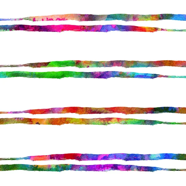 Watercolor Brush Stripes Seamless Pattern Grange Geometric Design in Rainbow Color. 현대의 뇌졸중 그 랑은 어린이 직물 과 직물을 위한 콜라주입니다. — 스톡 사진