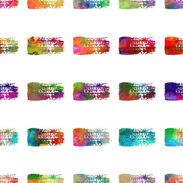 Waterverf borstel strepen naadloos patroon bereik Geometrische ontwerp in Rainbow Color. Moderne Strokes Grung Collage Achtergrond voor kinderen stof en textiel — Stockfoto