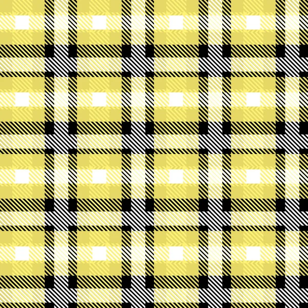 El patrón inconsútil adolescente del cheque a cuadros amarillo del vector en estilo abstracto geométrico se puede utilizar para el diseño de la tela de la manera del verano, vestido clásico textil de la escuela, manta de picnic, camisa femenina de impresión retro — Vector de stock