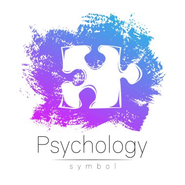 Modern Bulmaca Vektör logosu. Yaratıcı tarzda Psikoloji. Vektör logoti. Tasarım konsepti. Marka şirketi. Beyaz arkaplanda mavi renk.