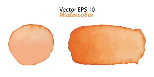 Vektorové akvarelové pruhy a skvrny Ilustrace izolované na bílém pozadí. Oranžový barevný štětec a tečka — Stockový vektor