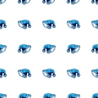 XMAS suluboya Noel Baba Şapka Desensiz Mavi Renkli. El boyası Cap Kostüm arka planı ya da Süs, Paket veya Noel Hediyesi için duvar kağıdı