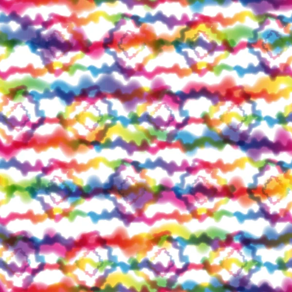Hippie Tie Dye Rainbow HBTQ Wave Seamless Mönster i abstrakt bakgrundsstil. Färgglada Shibori psykedeliska textur med vågor och ränder, romb form — Stockfoto