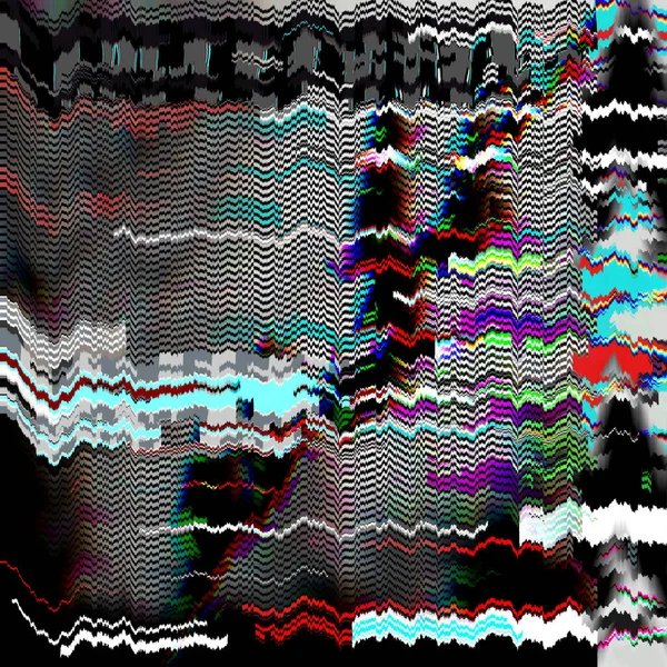 TV Glitch psychedelic Fondo de ruido Error de pantalla VHS antiguo Diseño abstracto de ruido de píxeles digitales Error informático. La señal de televisión falla. Problema técnico en el estilo Grunge —  Fotos de Stock