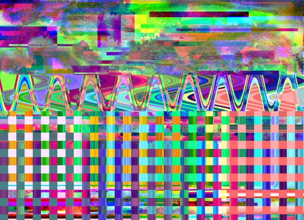 Glitch Fondo de ruido Error en la pantalla del ordenador Diseño abstracto de píxeles digitales Error en la señal de televisión Desintegración de datos Problema técnico Papel pintado de grunge Ruido colorido — Foto de Stock