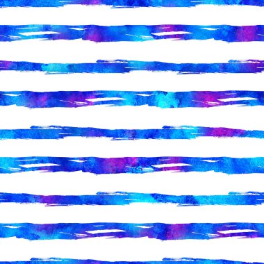 Suluboya Fırça Çizgileri Kusursuz Desensiz El Boyalı Grange Geometrik Tasarımı Mavi Renkli. Modern Strokes Grung Kolajı