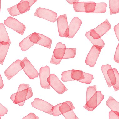 El boyası fırça darbesi, kusursuz suluboya deseni. Pembe Kız Rengi ile soyut suluboya şekilleri. Kumaş ve Arkaplan için Sanatsal Tasarım