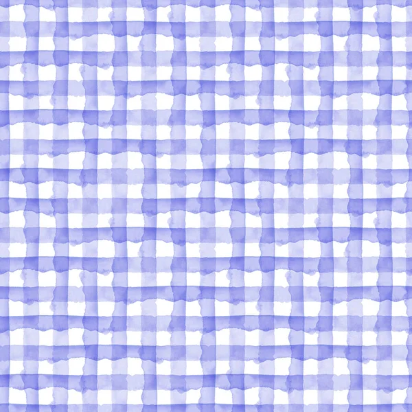 Abstract Blue Check Fundo aquarela. Padrão sem costura xadrez para tecido têxtil e papel. Listra simples pintado à mão — Fotografia de Stock