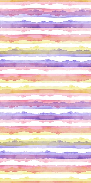 Aquarel Abstracte Geel Roze Blauwe Strepen Achtergrond. Cool naadloos patroon voor stof textiel en papier. Eenvoudige handgeschilderde streep — Stockfoto