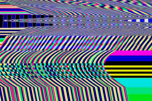 Glitch fundo psicodélico Erro de tela de TV antiga Ruído de pixel digital design abstrato Falha de sinal de televisão. Problema técnico grunge papel de parede. Ruído colorido — Fotografia de Stock