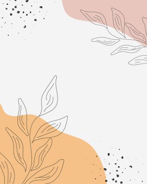 Vektör Kolajı Bitki Yaprakları. Güzellik ve Moda Şirketi Marka Tasarım Tarzı. Yaratıcı İş Konsepti Pastel Rengi ve Yaprağı