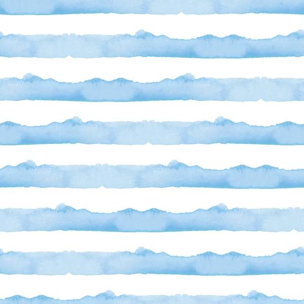 Αφηρημένη μπλε ρίγες ακουαρέλα φόντο. Ocean Seamless Pattern για ύφασμα και χαρτί. Απλή ζωγραφισμένη στο χέρι λωρίδα θάλασσας — Φωτογραφία Αρχείου