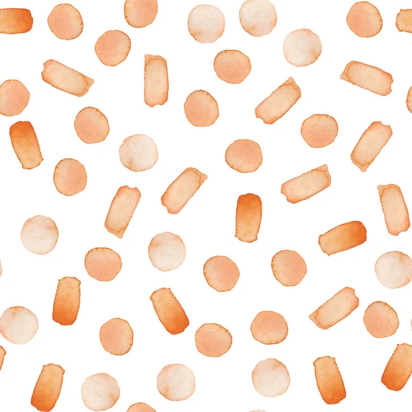 Kézzel festett ecset Stroke Dot zökkenőmentes akvarell minta. Absztrakt akvarell formák narancs színben. Strokes és Blots. Művészeti tervezés a szövet és a háttér — Stock Fotó