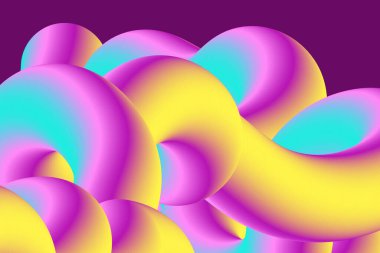 Vektörde Soyut Sıvı Gradyan Arkaplanı. Duvar Kağıdı ve Posteri için 3B Yaratıcı Dinamik Geometrik Elementler.