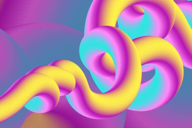 Vektörde Soyut Sıvı Gradyan Arkaplanı. Duvar Kağıdı ve Posteri için 3B Yaratıcı Dinamik Geometrik Elementler.