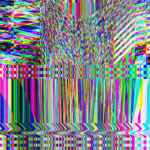 TV Glitch psychedelic Photo background Old VHS screen error Digital pixel noise abstract design Computer bug. Television signal fail. Technical problem grunge wallpaper. Colorful noise — Stock Photo, Image