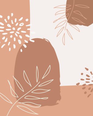 Vektör Kolajı Bitki Yaprakları. Güzellik ve Moda Şirketi Marka Tasarım Tarzı. Yaratıcı İş Konsepti Pastel Rengi ve Yaprağı