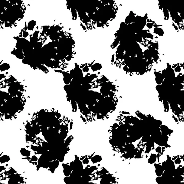 Vector redondo cepillo sin costura patrón Grange Circle. Dot Spot Diseño geométrico minimalista en color negro con puntos y manchas. Fondo Grung Collage moderno para tela infantil — Vector de stock