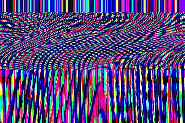 Glitch fundo psicodélico Erro de tela de TV antiga Ruído de pixel digital design abstrato Falha de sinal de televisão. Problema técnico grunge papel de parede. Ruído colorido — Fotografia de Stock