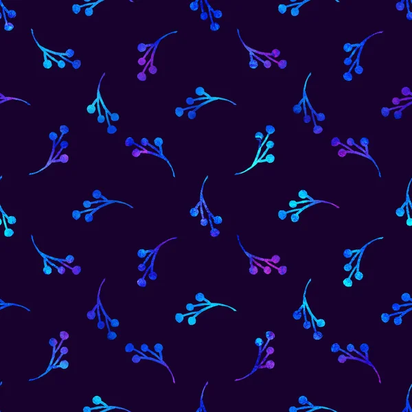 XMAS watercolor Branch Berry Seamless Pattern in Blue Color. Hand Painted background or wallpaper for Ornament, Wrapping or Christmas Gift — Stock Photo, Image