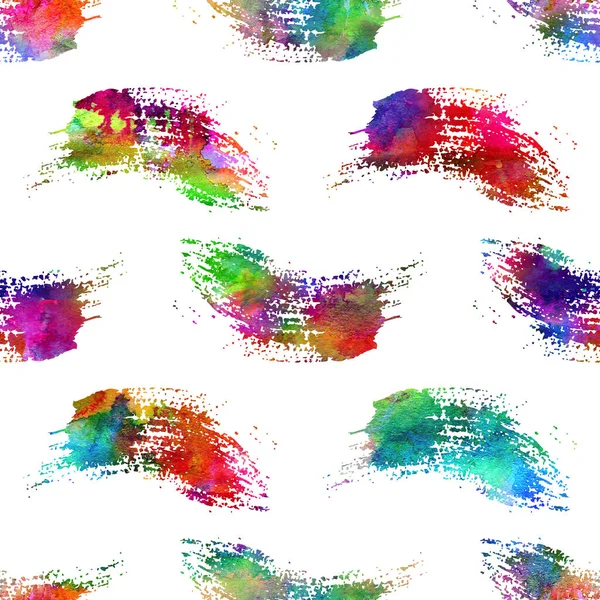 Akvarellborstar Sömlösa mönster Grange Geometrisk design i regnbågsfärg. Modern Strokes Grung Collage Bakgrund för barn tyg och textil — Stockfoto