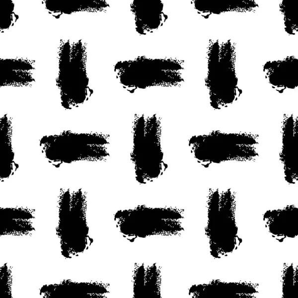 Vector Brush Seamless Pattern Grange Diseño geométrico minimalista en color negro. Fondo Grung Collage moderno para tela y textil para niños — Archivo Imágenes Vectoriales