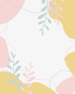 Vektör Kolajı Bitki Yaprakları. Güzellik ve Moda Şirketi Marka Tasarım Tarzı. Yaratıcı İş Konsepti Pastel Rengi ve Yaprağı