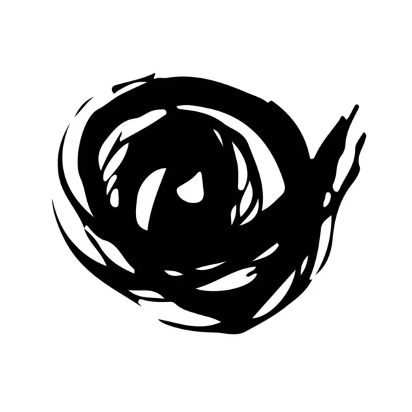 Circle Vector Abstrakt Rund Grunge Borste Hand Ritad Textur i svart färg Skiss Enkelt mönster isolerad på vit bakgrund Grange Doodle Shape — Stock vektor