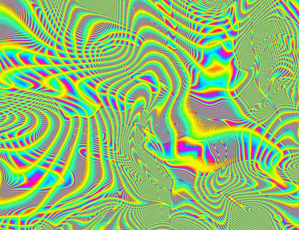 Trippy Psychedelic Rainbow Background Glitch LSD Colorful Wallpaper. 60s Abstract Hypnotic Illusion. Hippie Retro Texture. hallucinations — Stock Photo, Image