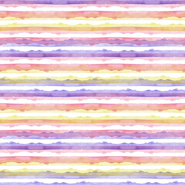 Аннотация акварели Yellow Pink Blue Stripes Background. Крутой бесшовный узор для тканей и бумаги. Простая полоска — стоковое фото