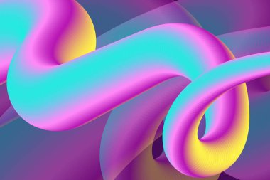 Dalga Vektörü 3D Soyut Sıvı Sıvı Eğri Fütüristik Arkaplan. Çoklu Renkli Sancak Yaratıcı Grafik Tasarımı. Canlı Modern Renklerdeki Dinamik Elementler.