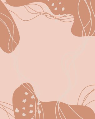 Fırça Vektörü Kahverengi Kolaj Arkaplanı. Güzellik ve Moda Şirketi Marka Tasarım Tarzı. Yaratıcı İş Konsepti Pastel Rengi.