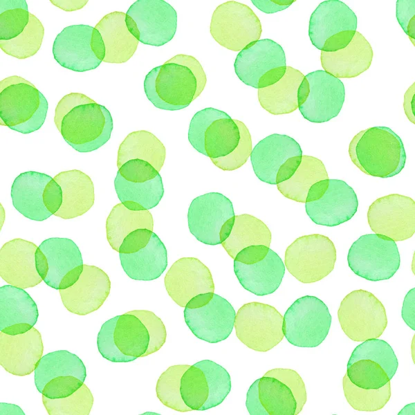 Handgemalte Pinsel Polka Dot Seamless Aquarell Pattern. Abstraktes Aquarell Runde Kreise in grüner Farbe. Künstlerisches Design für Stoff und Hintergrund — Stockfoto