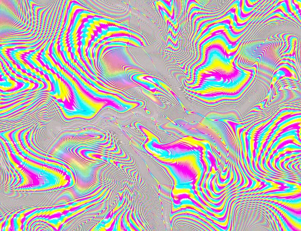 Hippie Trippy pszichedelikus szivárvány háttér LSD színes tapéta. Absztrakt hipnotikus illúzió. Hippie retro textúra hiba és diszkó — Stock Fotó