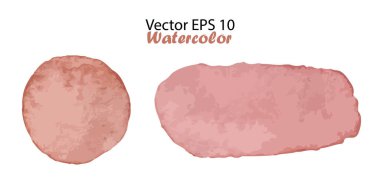 Beyaz arkaplanda vektör suluboya çizgileri ve lekeli resimler izole edildi. Kahverengi Renkli Fırça Çizgisi ve Nokta