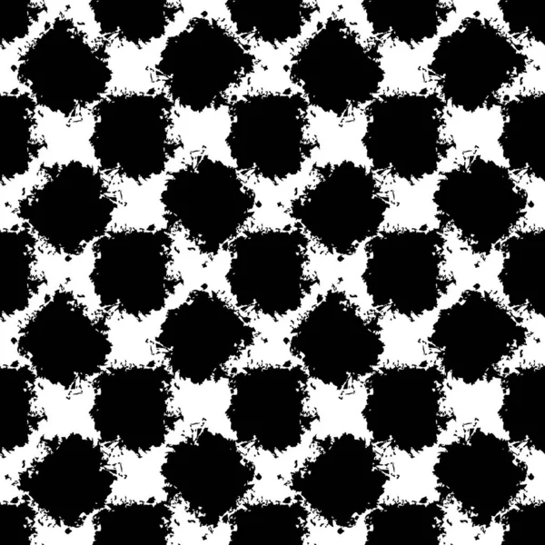 Vector Plaid Brush Seamless Pattern Grange Minimalist Check Geometric Design in Black Color (dalam bahasa Inggris). Latar Belakang Kolase Grung Modern bagi kain dan tekstil anak - Stok Vektor