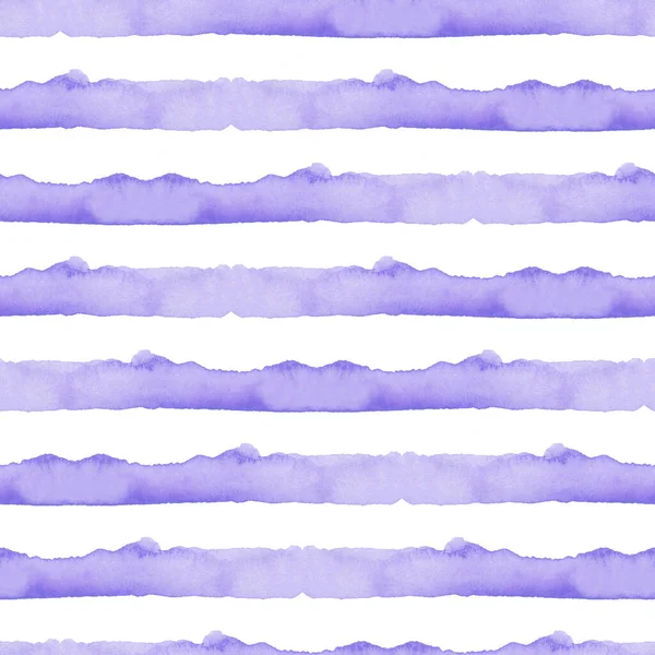 Abstract Blue Stripes Watercolor Background. Ocean Seamless Pattern for Fabric Textile and Paper. Simple Sea Hand Painted Stripe — Stock Photo, Image