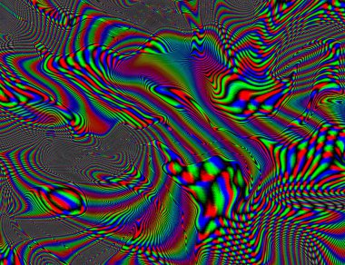 Trippy Psychedelic Rainbow Arkaplan Arızası LSD Renkli Duvar Kağıdı. 60 'ların soyut Hipnoz İllüzyonu. Hippi Retro Doku. halüsinasyonlar