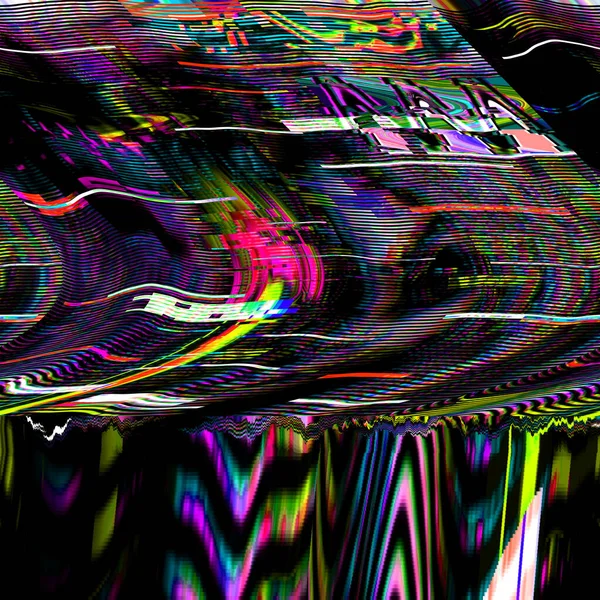 TV Glitch psychedelic Fondo de ruido Error de pantalla VHS antiguo Diseño abstracto de ruido de píxeles digitales Error informático. La señal de televisión falla. Problema técnico en el estilo Grunge — Foto de Stock