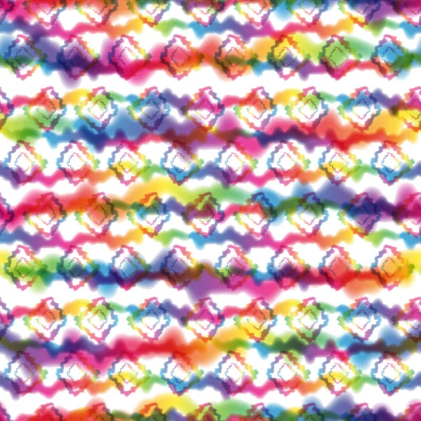 Hippie Tie Dye Rainbow LGBT Wave Naadloos patroon in abstracte achtergrond stijl. Kleurrijke Shibori psychische textuur met golven en strepen — Stockfoto