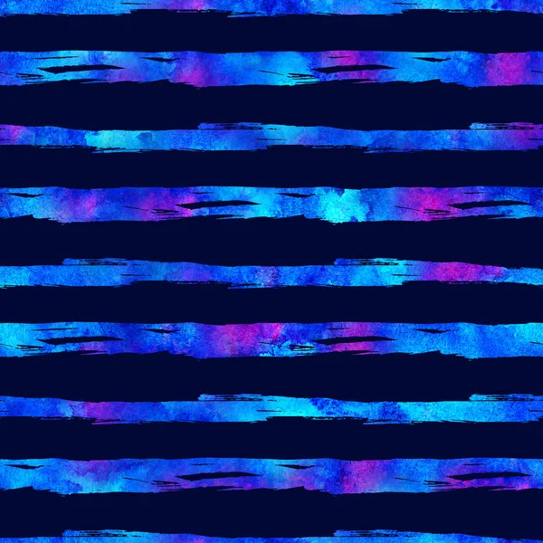 Suluboya Fırça Çizgileri Kusursuz Desensiz El Boyalı Grange Geometrik Tasarımı Mavi Renkli. Koyu Mavi Arkaplan üzerine Modern Strokes Grung Kolajı — Stok fotoğraf