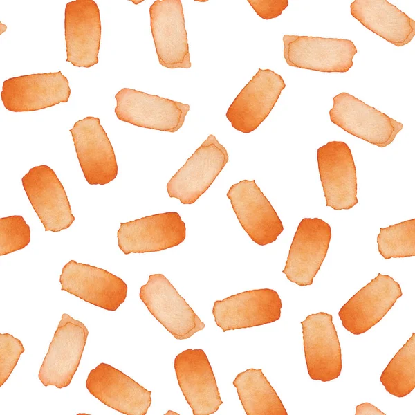 Ручной раскрашенный мазок кисти бесшовный акварельный рисунок. Абстрактные формы акварели в оранжевом цвете. Художественный дизайн для ткани и фона — стоковое фото