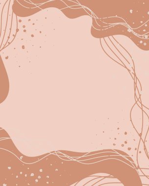 Fırça Vektörü Kolajı Arkaplanı. Güzellik ve Moda Şirketi Marka Tasarım Tarzı. Yaratıcı İş Konsepti Pastel Kahverengi Rengi.