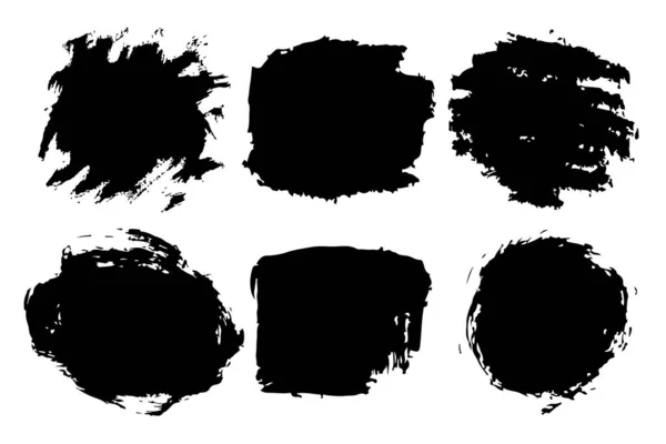 Vector Set of brush strokes Black color on white background. Hand painted grange elements. Ink drawing. Dirty artistic design . Place for text, quote, information, company name. — Stock Vector