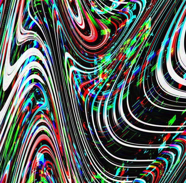 Glitch psychedelische achtergrond. Oude tv-schermfout. Digitaal pixel noise abstract design. Fotostoring. Televisie signaal faalt. Technisch probleem grunge behang. Kleurrijk lawaai — Stockfoto