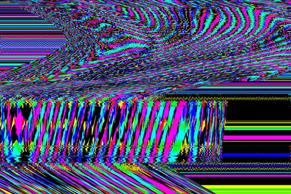 Glitch fundo psicodélico Erro de tela de TV antiga Ruído de pixel digital design abstrato Falha de sinal de televisão. Problema técnico grunge papel de parede. Ruído colorido — Fotografia de Stock