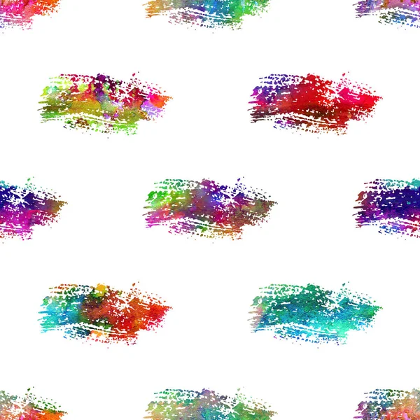 Watercolor Brush Stripes Seamless Pattern Grange Geometric Design in Rainbow Color. 현대의 뇌졸중 그 랑은 어린이 직물 과 직물을 위한 콜라주입니다. — 스톡 사진