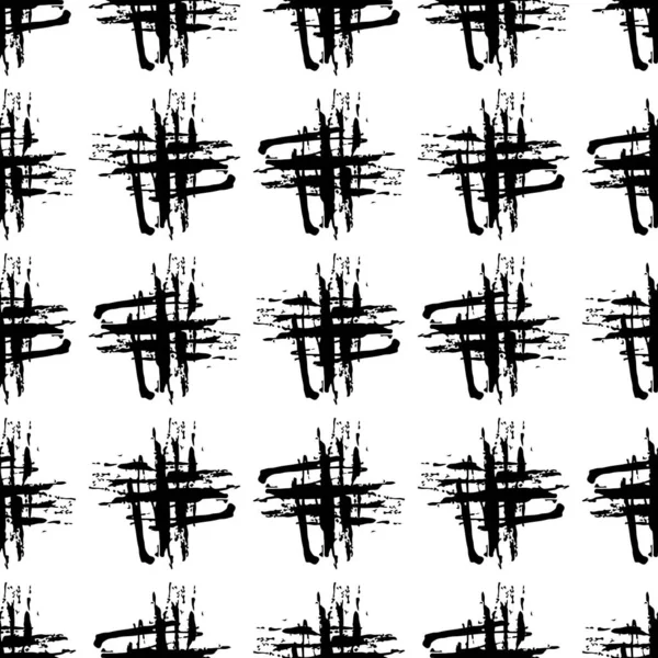 Векторный крест бесшовный узор Grange Minimalist Plus геометрический дизайн в черном цвете. Современный Грунг Коллаж фон для детской ткани и текстиля — стоковый вектор